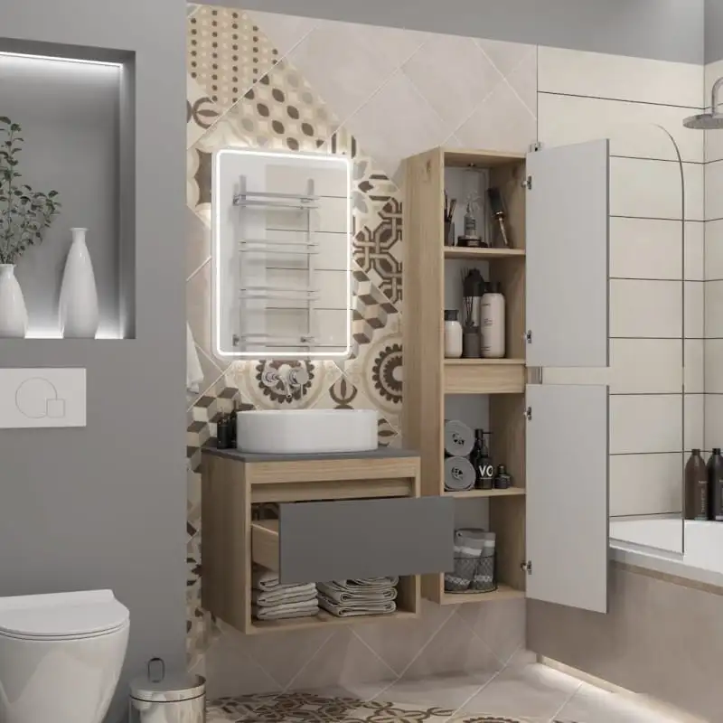 Teymi Тумба под умывальник Ritta 55 T60523 (дуб эврика/графит матовый) – фото товара