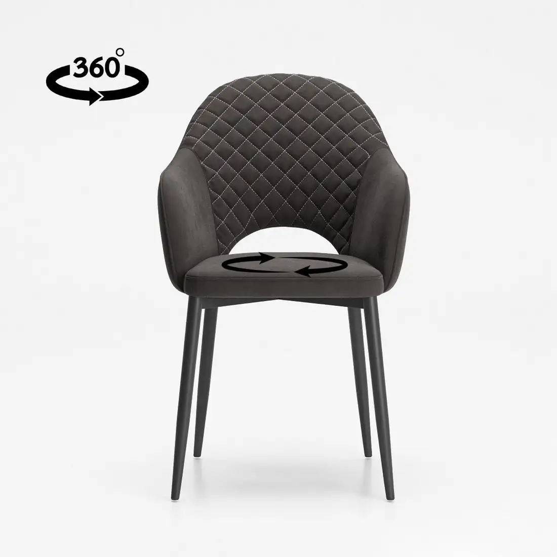 Стул с подлокотниками Табурет Кристи поворотный (бренди 28/каркас черный) – фото товара