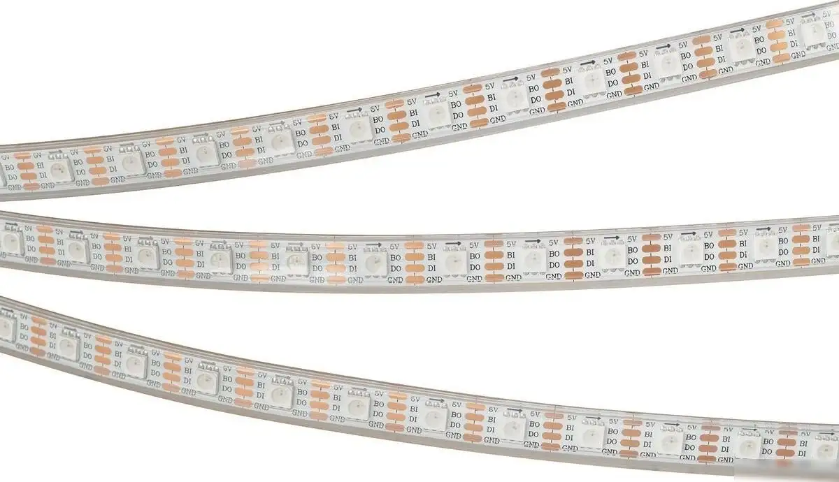 Светодиодная лента Arlight Бегущий огонь 12W/m 60Led/m 5060SMD разноцветный 5M SPI-P-B60-12mm 5V RGB-PX1-BPT 041167 – фото товара