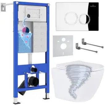 Унитаз подвесной Roxen Antares Tornado в комплекте с инсталляцией StounFix Dual Fresh 6 в 1 968340 (кнопка: хром глянцевый) - изображение в каталоге