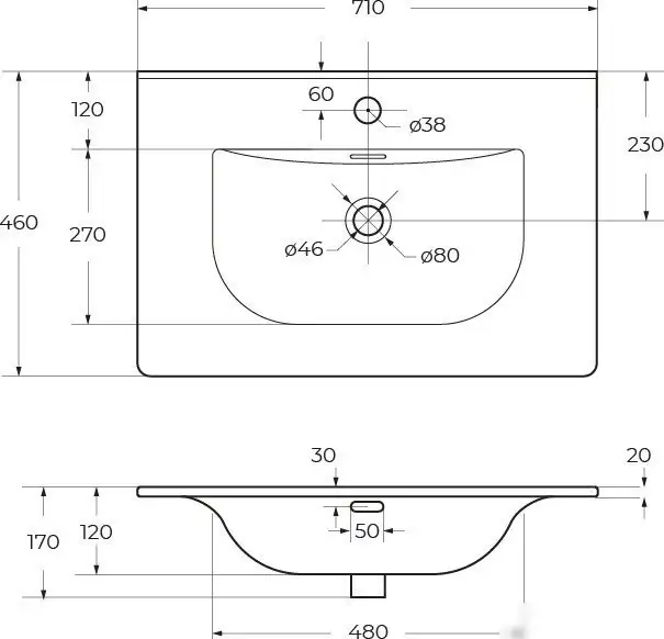 Умывальник BelBagno BB-8099-70 - фото товара
