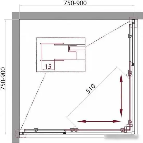Душевой уголок BelBagno UNIQUE-A-2-75/90-P-Cr (рифленое стекло) - фото товара