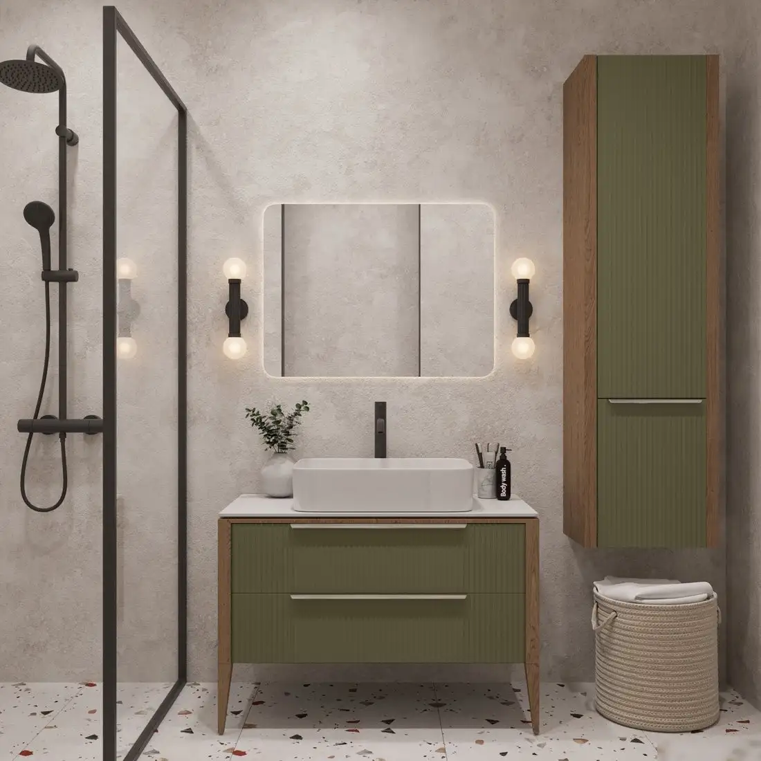 ЗОВ Шкаф-пенал для ванной Валенсия MVPRAL6013 (RAL 6013) – фото товара