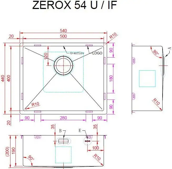 Кухонная мойка ZorG Zerox 54 U / IF Zurinox Steel - фото товара