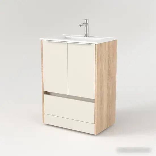 Дабер Тумба под умывальник 017 60 Т17.6.0.18Б (бежевый/дуб бардолино/ручка белая) – фото товара