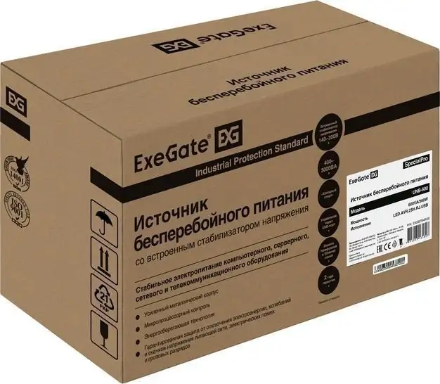 Источник бесперебойного питания ExeGate SpecialPro UNB-600.LED.AVR.2SH.RJ.USB EX292764RUS – фото товара