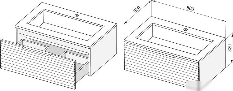 Salini Тумба под умывальник Touch Н 80 T800H1T (серо-коричневый) – фото товара