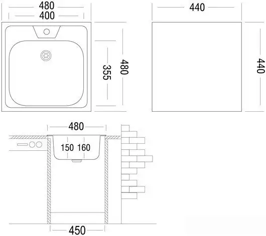 Кухонная мойка Ukinox CLM480.480-GT6K 0C - фото товара
