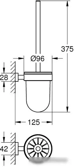 Ершик для унитаза Grohe Essentials Cube 40513001 (хром/матовое стекло) – фото товара