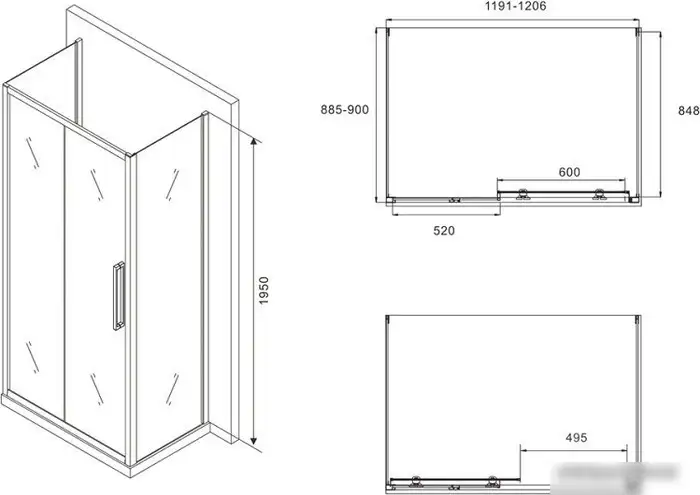 Душевой уголок Abber Schwarzer Diamant AG30120BH-S90B-S90B - фото товара