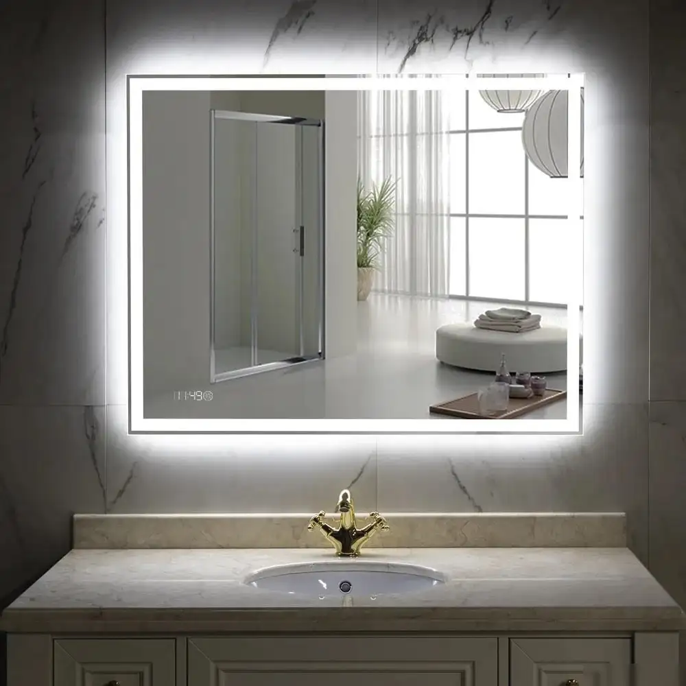 Пекам Зеркало Greta 100x80 greta-100x80scl (с подсветкой, сенсором на прикосновение и часами) – фото товара