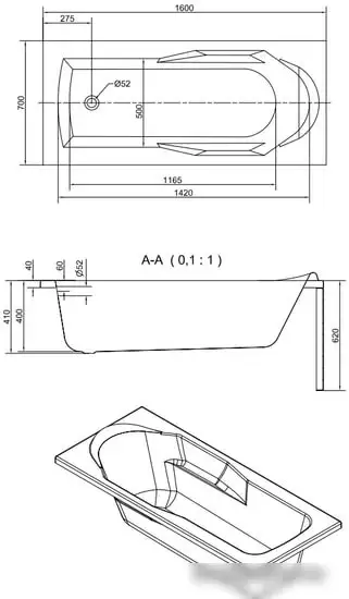 Ванна Cersanit Santana 160x70 (с каркасом) - фото товара