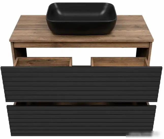 Brevita Тумба под умывальник Dakota DAK-07100-19/02-2Я (черный/темное дерево) – фото товара