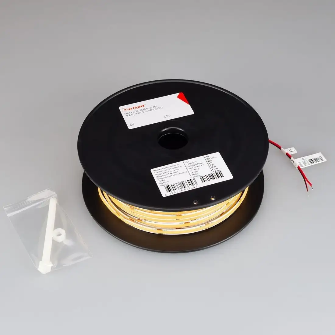 Светодиодная лента COB Arlight 8W/m 320LED/m CSP дневной белый 50М COB-X320-8mm 48V Day4000 043245 – фото товара