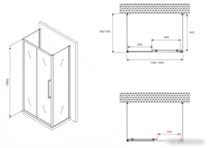 Душевой уголок Abber Schwarzer Diamant AG30120BMH-S70BM-S70BM - фото товара