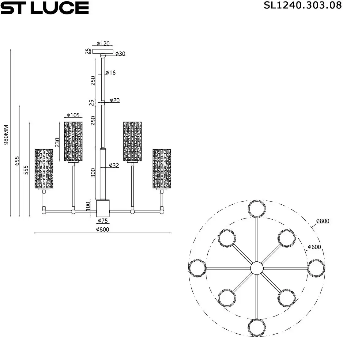 Подвесная люстра ST Luce SL1240.303.08 – фото товара