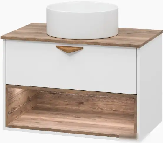Brevita Тумба под умывальник Bergen 80 BER-07080-19-01-1Я (белый/темное дерево) – фото товара