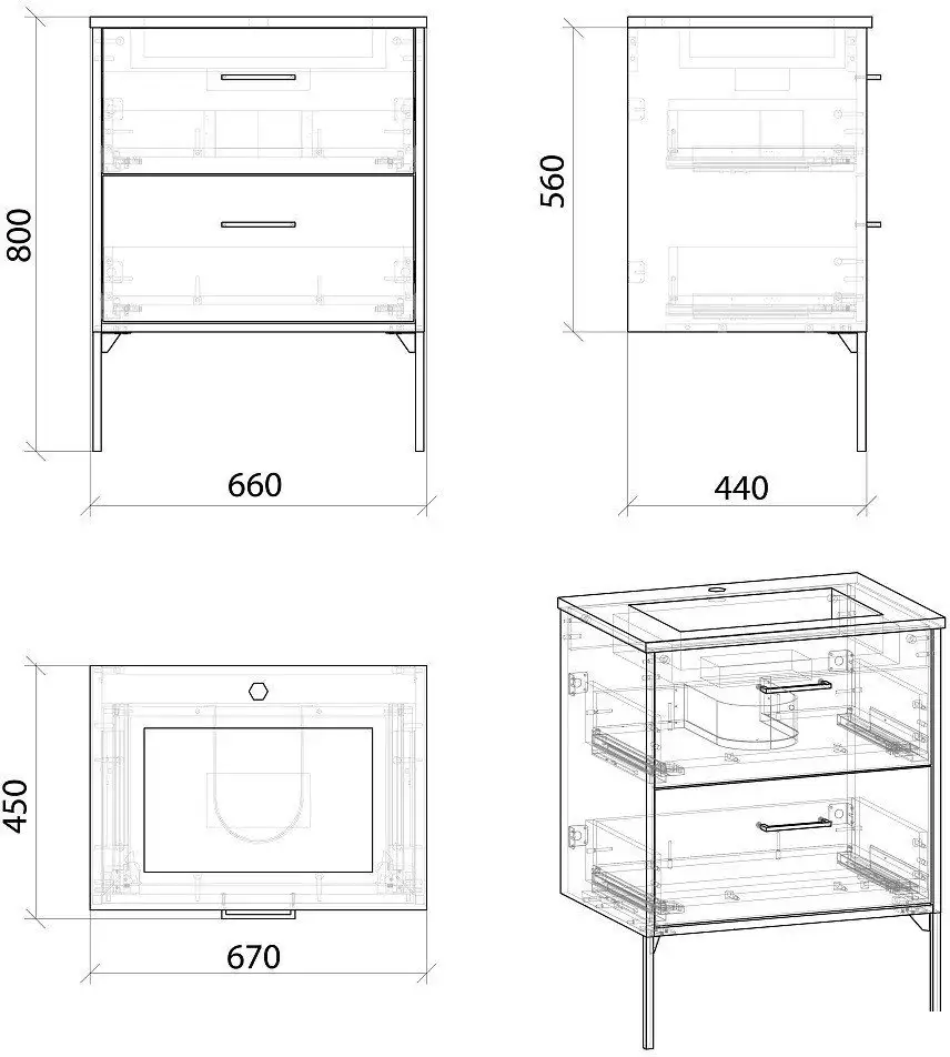 Grossman Тумба под умывальник Неро 70 107004 (альпийский дуб) – фото товара