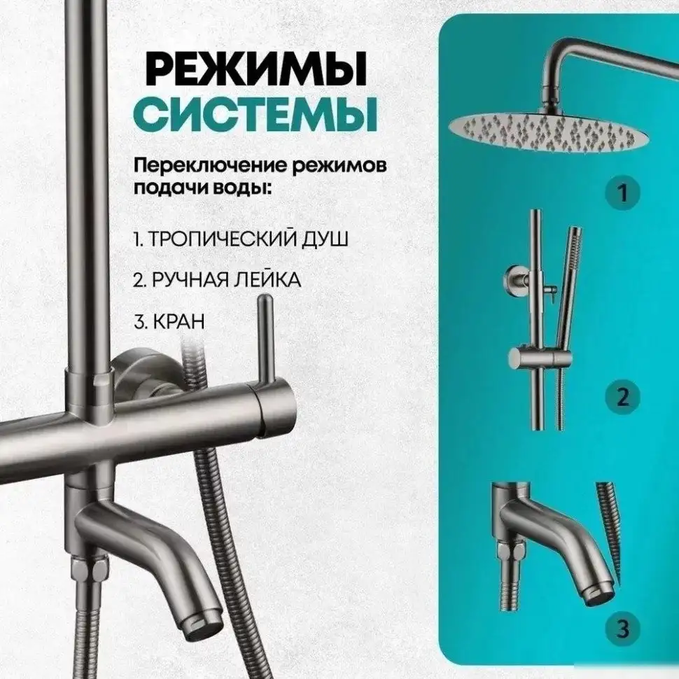 Душевая система Grocenberg GB7099 (никель) - фото товара