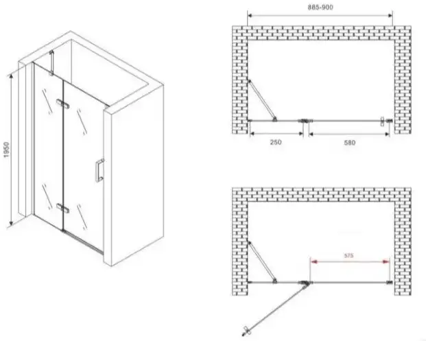 Душевая дверь Abber Zart AG08090B - фото товара