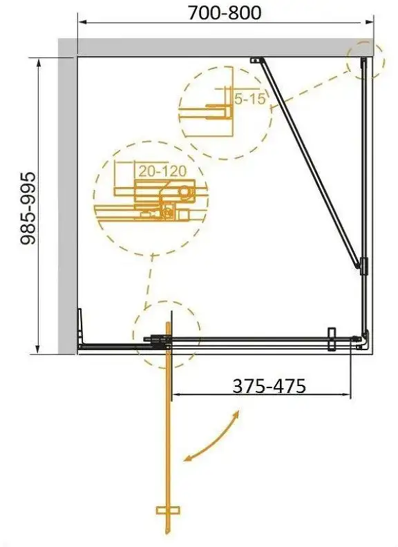 Душевой уголок Cezares SLIDER-AH-1-100-70/80-C-BORO - фото товара