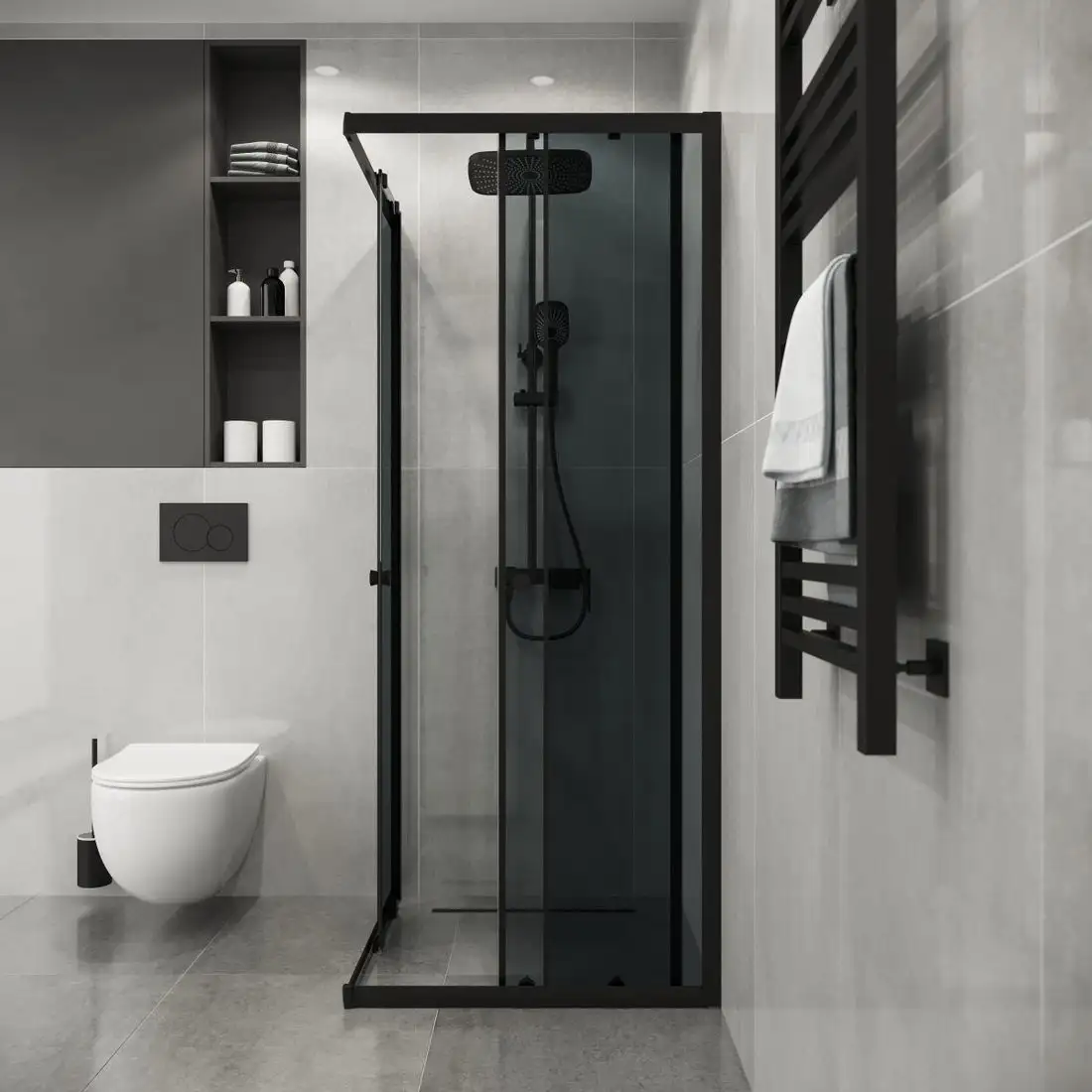 Душевой уголок Niagara Eco NG-1009-14QT 90x90x190 (черный/стекло тонированное) - фото товара