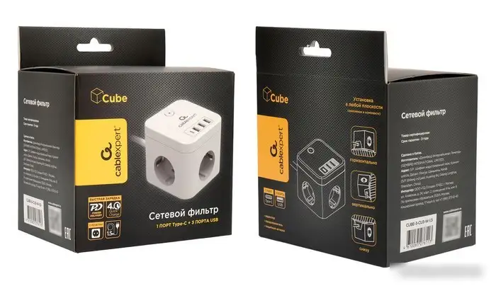 Сетевой фильтр Cablexpert CUBE-3-CU3-W-1.5 – фото товара