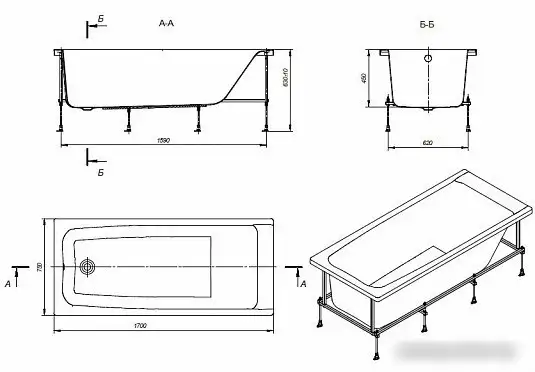 Ванна Roca Elba 170x75 248507000 (без монтажного комплекта) - фото товара
