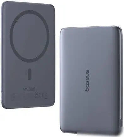 Внешний аккумулятор Baseus PicoGo AM41 Ultra-Slim Magnetic Power Bank 5000mAh (серый) – фото товара