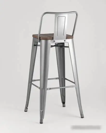 Стул Stool Group Tolix со спинкой YD-H765E-W YG-15 (серебристый матовый/темное дерево) – фото товара