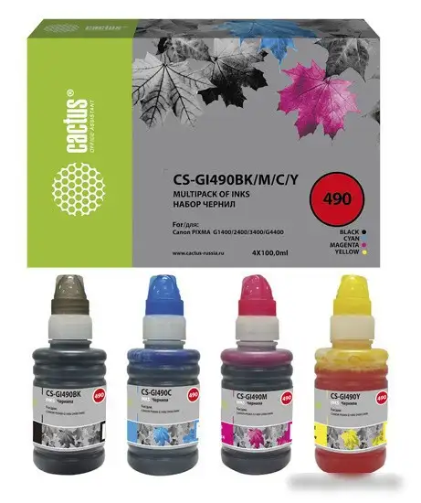 Чернила CACTUS CS-GI490BK/M/C/Y – фото товара