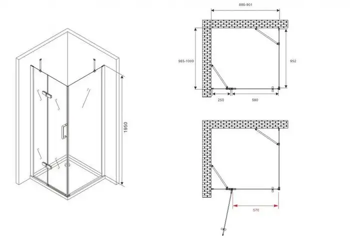 Душевой уголок Abber Zart AG08090-S101 - фото товара
