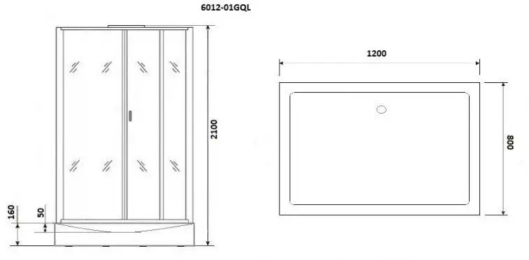 Душевая кабина Niagara NG-6012-01GQL 120x80x210 (прозрачное стекло) - фото товара