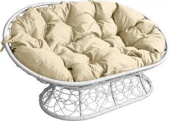 Садовый диван M-Group Мамасан 12110101 (белый ротанг/бежевая подушка) – изображение в каталоге