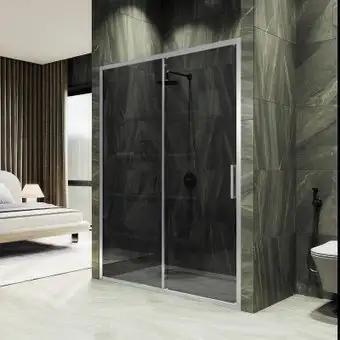 Душевая дверь MaybahGlass 195x100 MGD-1283-5 (графитовое стекло/хром матовый) - изображение в каталоге