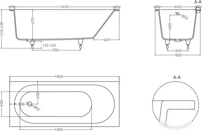 Ванна LoveForm Lofo 180x80 Gelcoat UM12312 (белый глянцевый) - фото товара