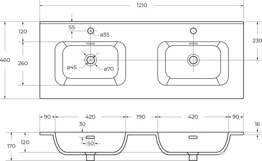 Умывальник Cezares CZR-8095-120-2 - фото товара