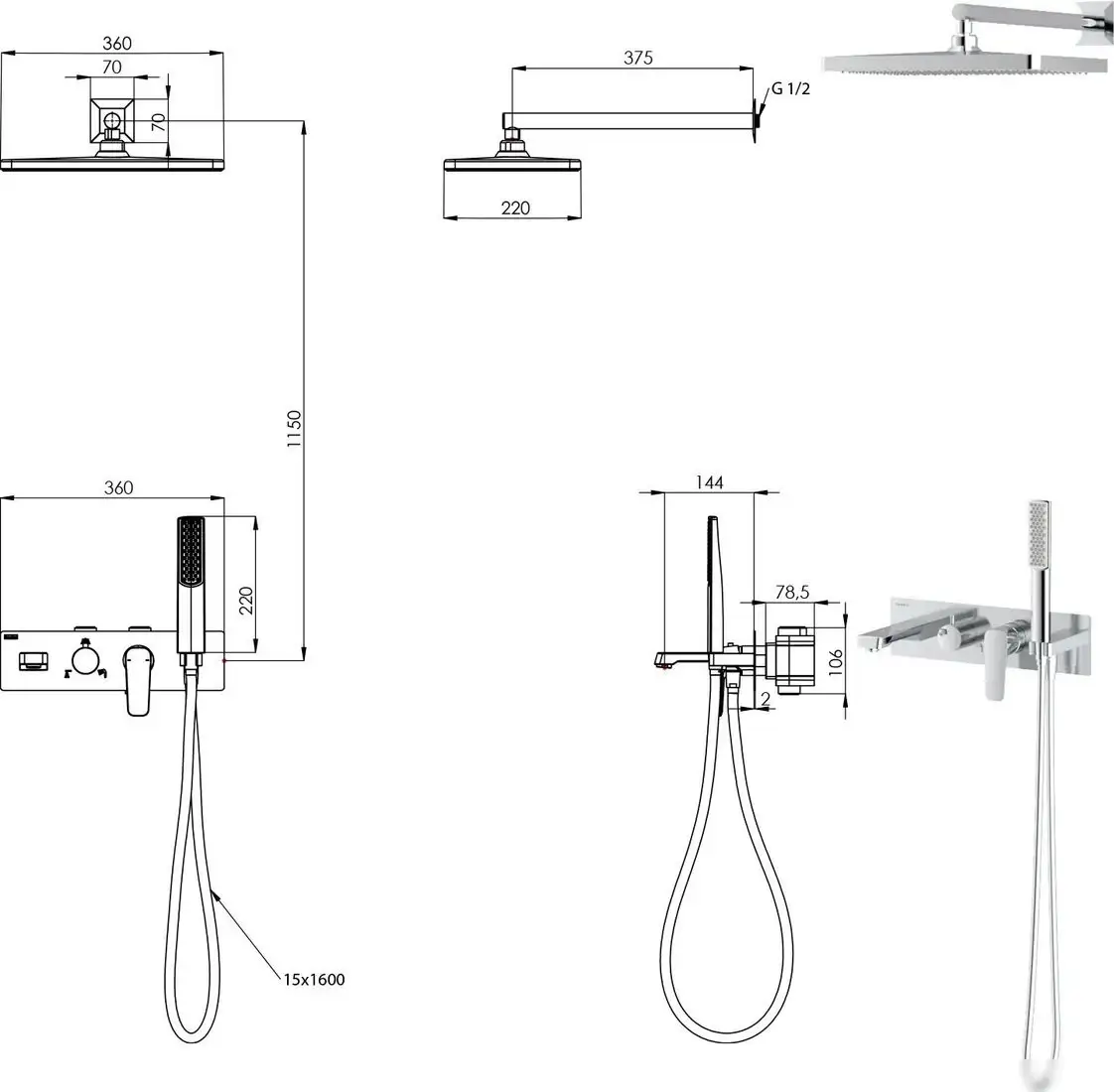 Душевая система Teska Life Pro AS3160 - фото товара