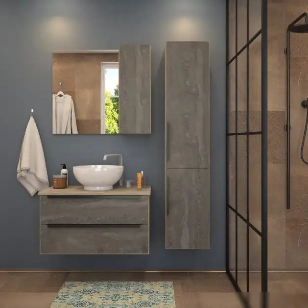 Teymi Шкаф-пенал Helmi T60310 (серый камень/дуб) – фото товара