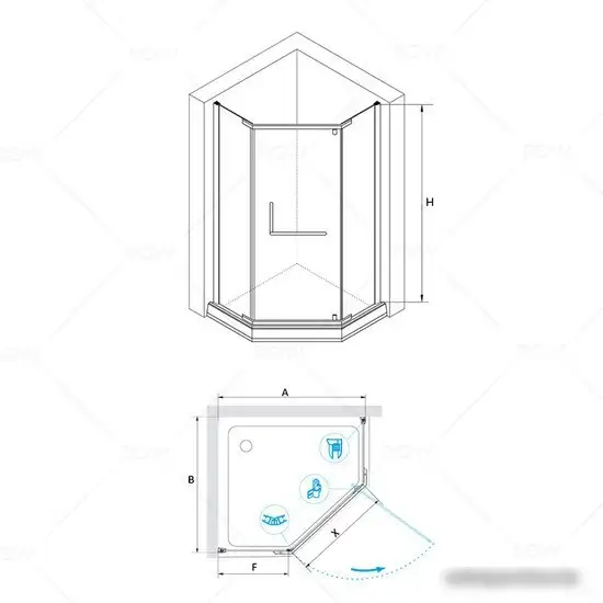 Душевой уголок RGW HO-081 350608100-11 100x100 (хром/прозрачное стекло) - фото товара