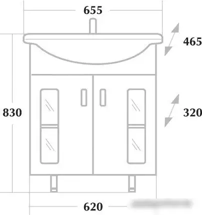Onika Тумба под умывальник Кристалл 65.18 (белый) [106513] – фото товара