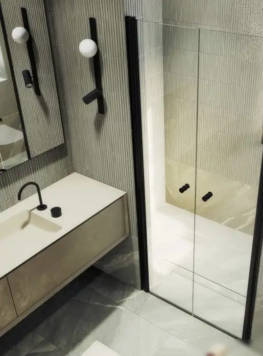 Душевая дверь MaybahGlass 198x99 MGD-424-6 (прозрачное стекло/черный) - фото товара