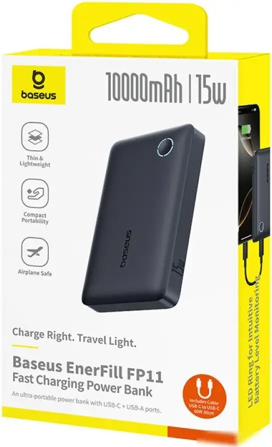 Внешний аккумулятор Baseus EnerFill FP11 10000mAh 15W (черный) – фото товара