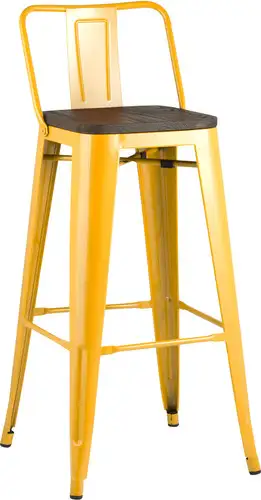Стул Stool Group Tolix со спинкой YD-H765E-W LG-06 (желтый глянцевый/темное дерево) – изображение в каталоге