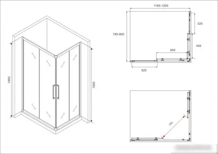 Душевой уголок Abber Schwarzer Diamant AG02128H - фото товара