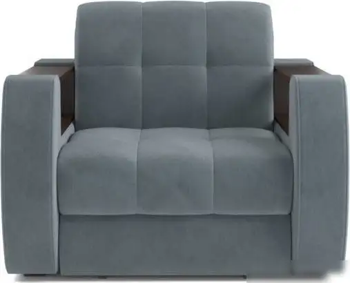 Кресло-кровать Мебель-АРС Барон №3 НПБ (велюр, серый/синий HB-178/26) – фото товара