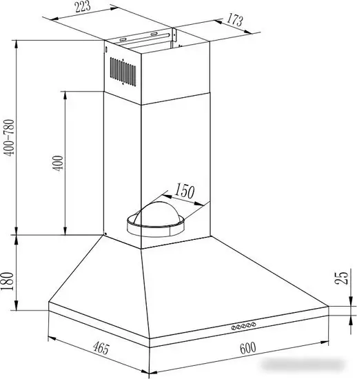 Кухонная вытяжка GrandGermes Rimini 60 (нержавеющая сталь) - фото товара
