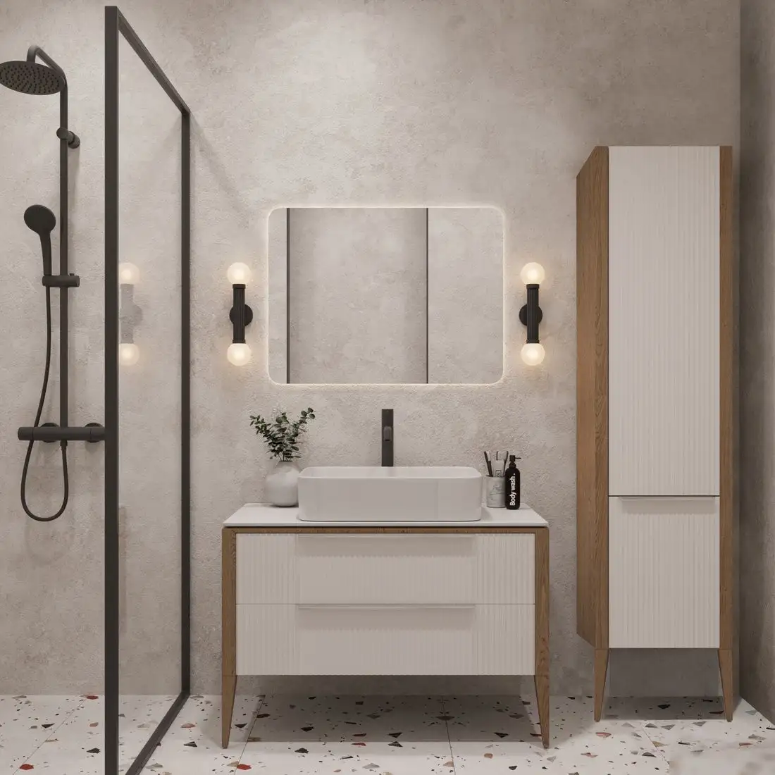 ЗОВ Шкаф-пенал для ванной Валенсия MVPRAL7047 (RAL 7047) – фото товара