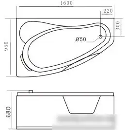 Ванна Gemy G9046 K - фото товара