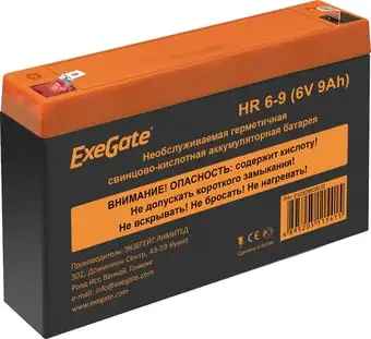 Аккумулятор для ИБП ExeGate HR 6-9 (6В, 9 А·ч) – изображение в каталоге